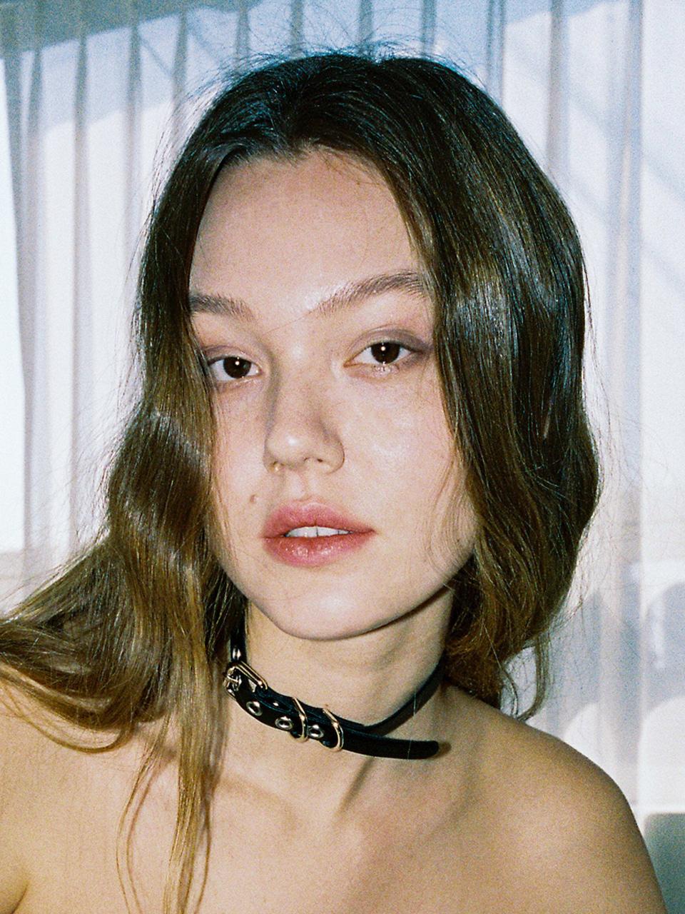 [셀럽착용] 0 8 buckle leather choker