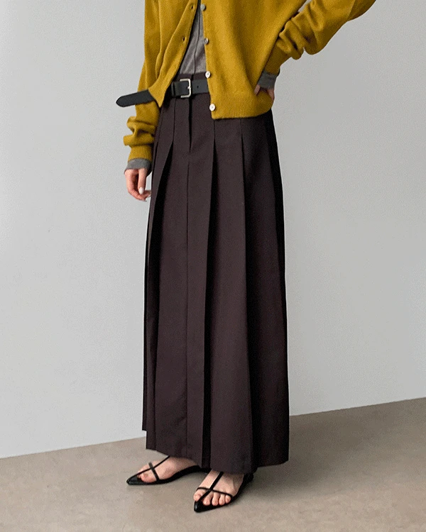 비크 플리츠 롱 스커트