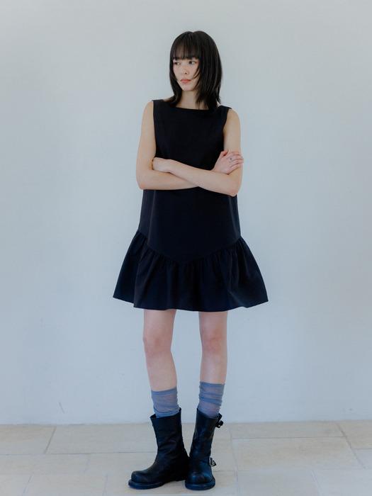 슬리브리스 미니 원피스 검정AD527