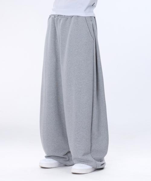 커브드 핀턱 벌룬 스웨트팬츠 그레이 YLP-602
