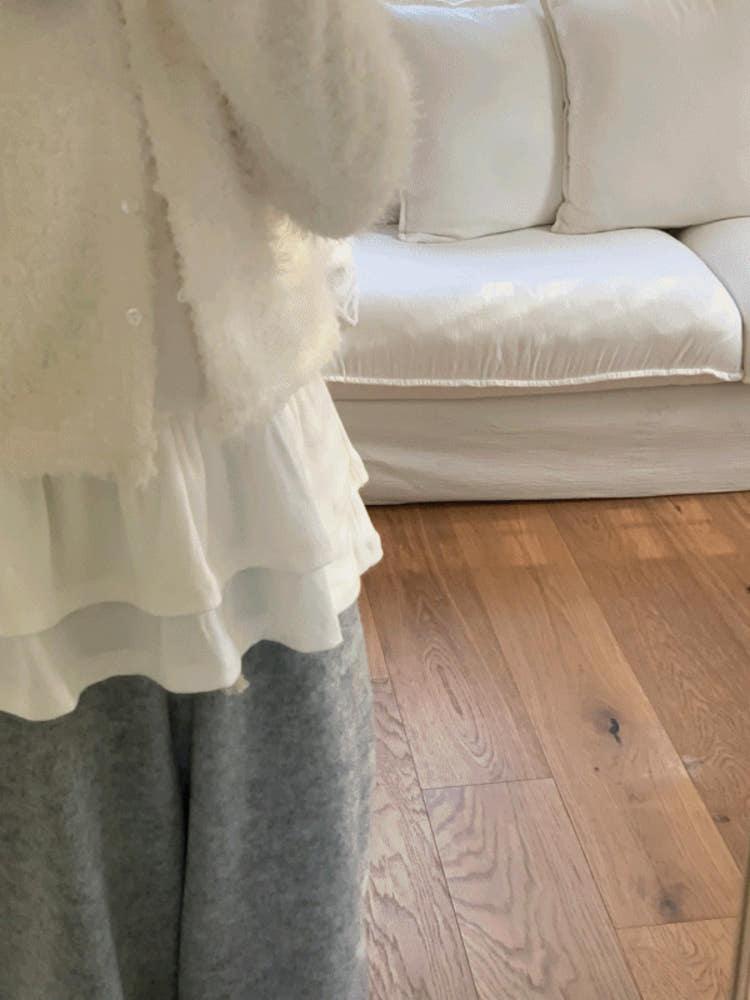 [기모안감/프릴맨투맨] Layered frill mtm tee