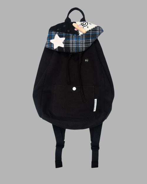 PATCHWORK STRING MINI BACKPACK (BLACK)