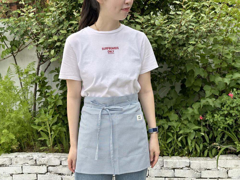 블루 미니 체크 허리 앞치마