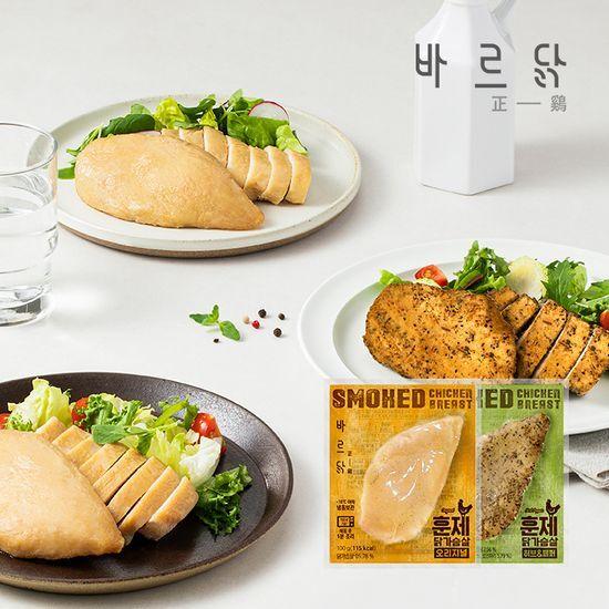 바르닭 훈제 닭가슴살 100g 2종 1팩