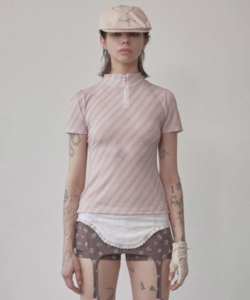 Stripe Jersey Top Pink
