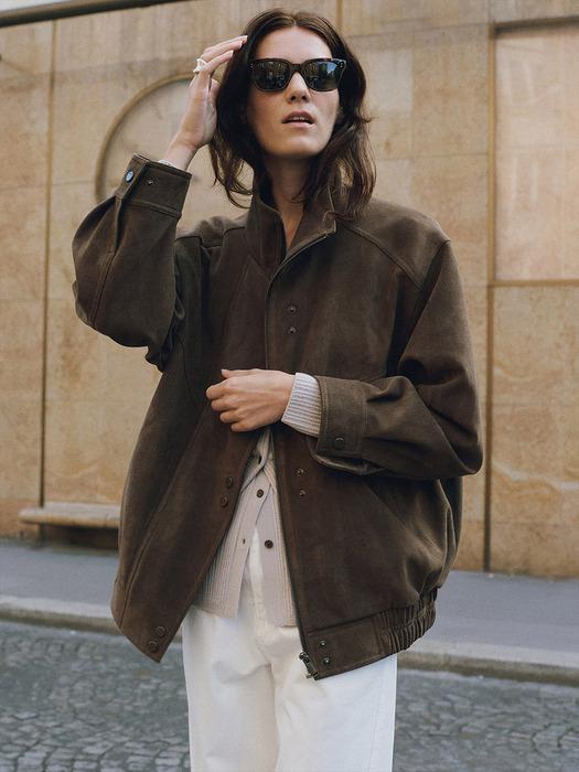 Asymmetric Placket Faux Suede Jacket SL5XJ830-B8