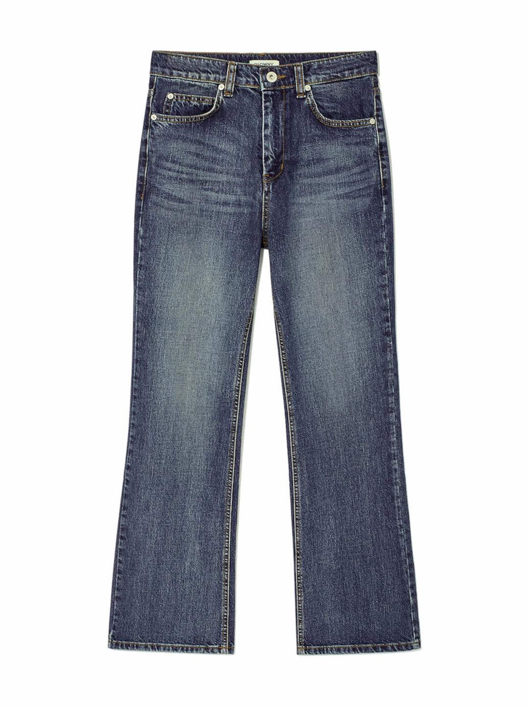 BELL HIGH RISE BOOTS CUT DENIM JEANS (BLUE)