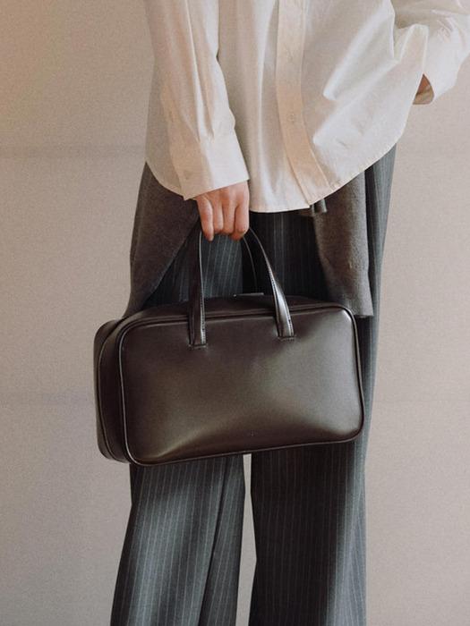 Large Tin square tote bag Glossy brownie brown