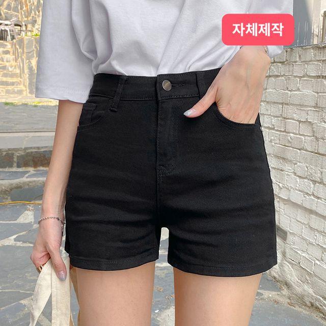 [당일출고!/3COLOR] 하이웨스트 베이직 3부 스판 숏팬츠