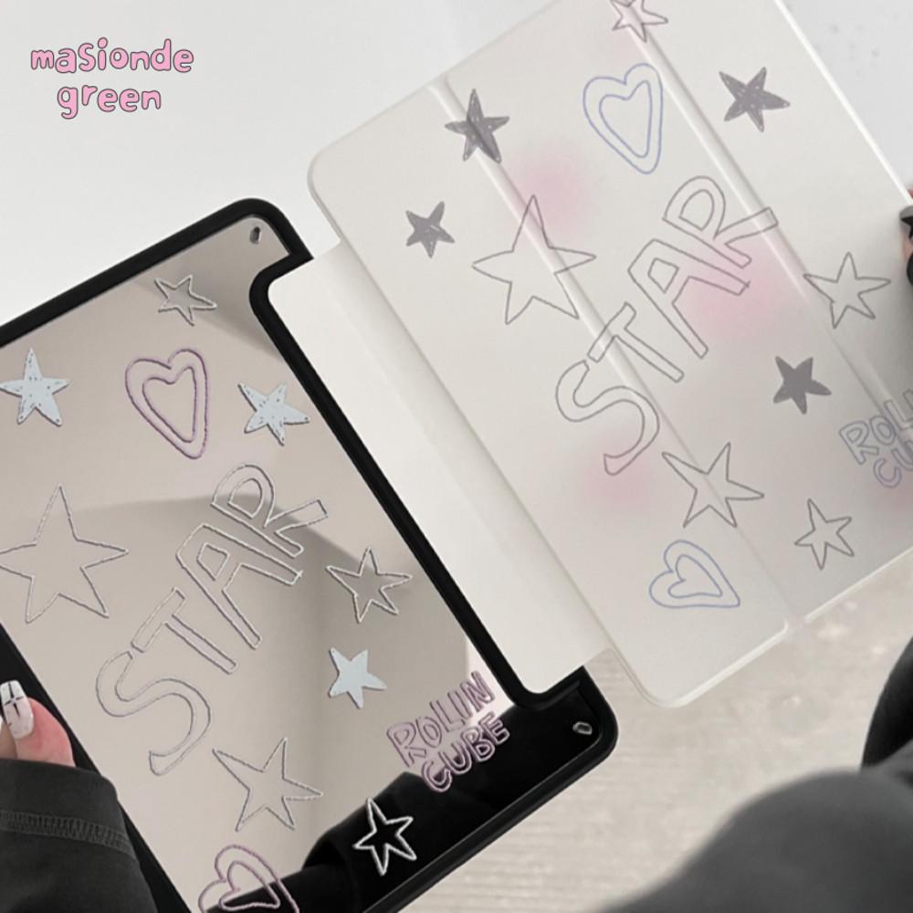 masiondegreen 아이패드 케에스 마그네틱 미러 별 투명 키치한 아이패드 케이스