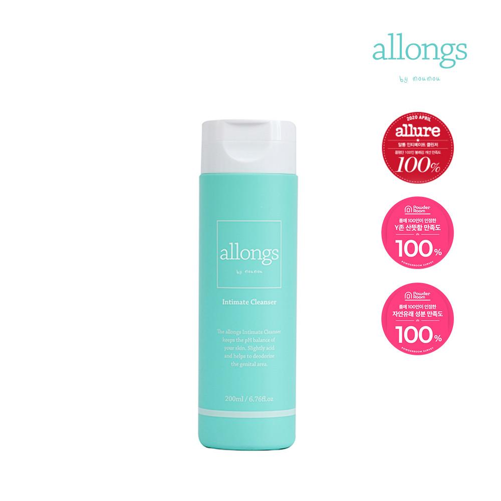 알롱 여자 여성 청결제 세정제 Y존케어 건조에 기인한 가려움 냄새제거 저자극 천연 약산성 인티메이트 클린저 200ml