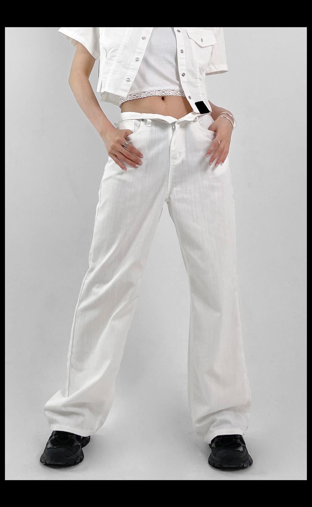 리안 린넨 여름 롱 코튼 화이트 바지 - S,M, L