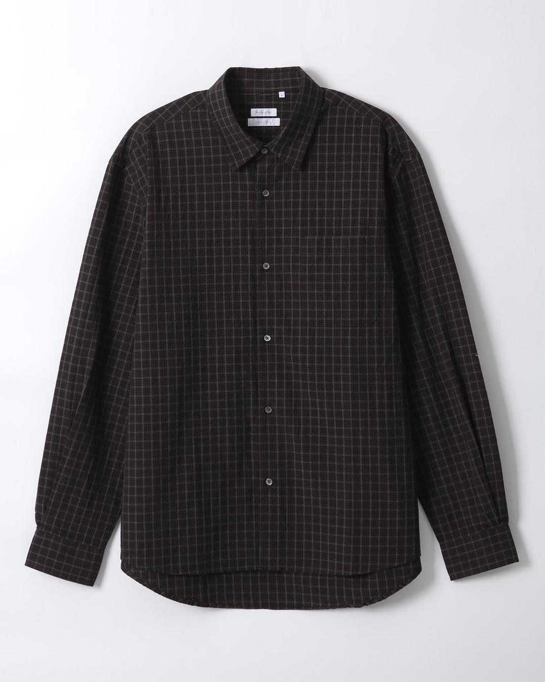 [WOULDBE] ORGANIC COTTON DRY WASHER SHIRT (CHARCOAL BROWN CHECK)