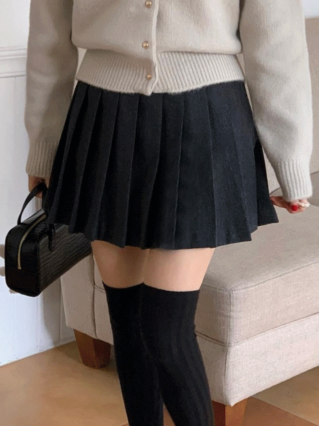 miel 미엘 엘리스 울스커트 플리츠 주름 a라인 미니 스커트 (2c)