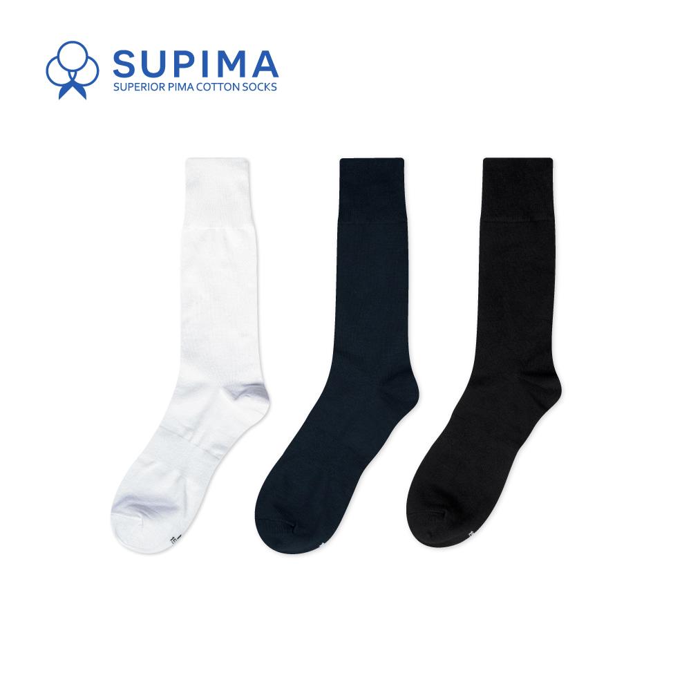 [6PACK] 1507 베이직 하이 수피마 코튼 삭스 - 스노우 화이트/블랙/네이비