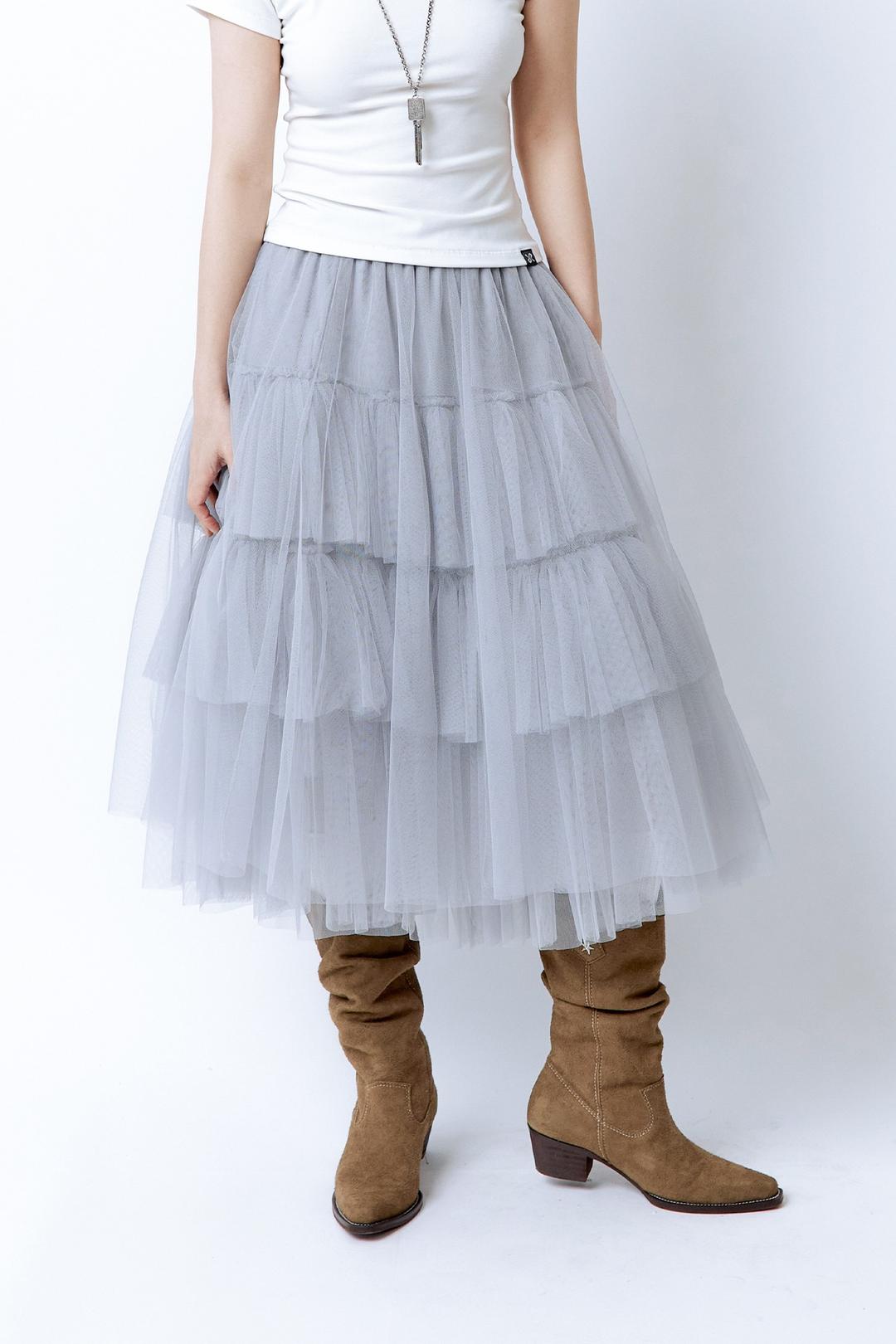 Volume Tulle Skirt Gray [예약발송 05/30]