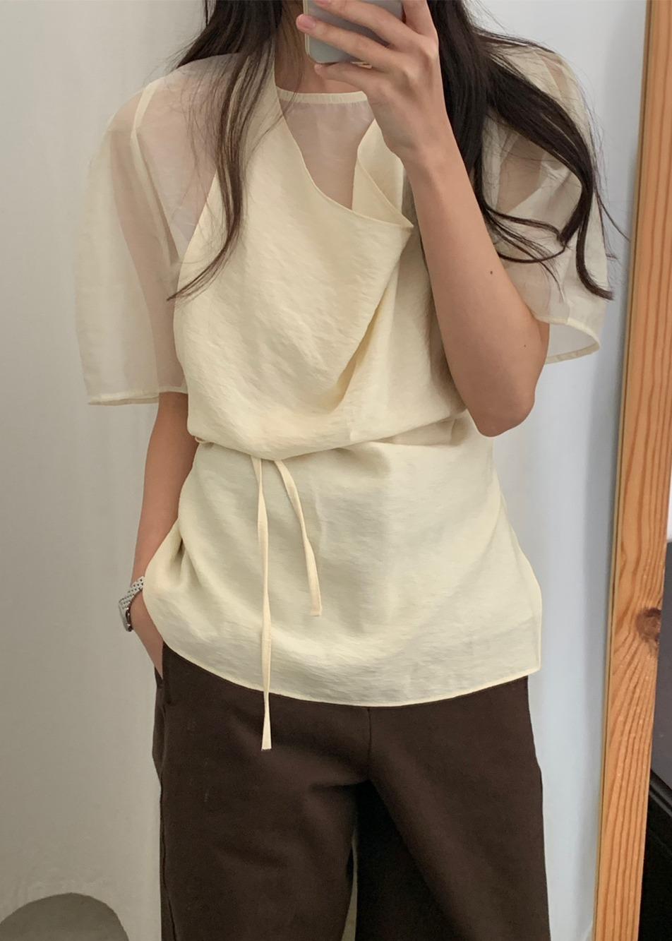 모리 홀터 블라우스 SET
