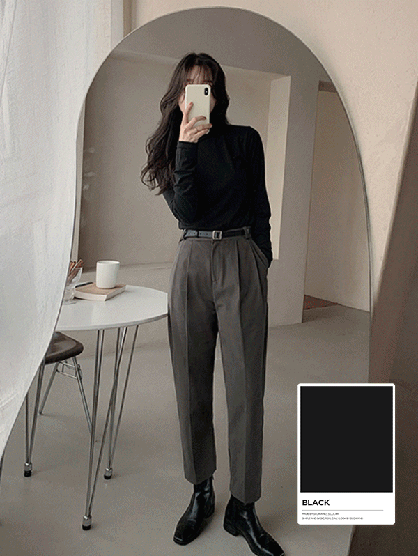 [원플원/2장가격] #SLOWMADE. 쫀쫀기모 터틀넥 티셔츠 - 5 color