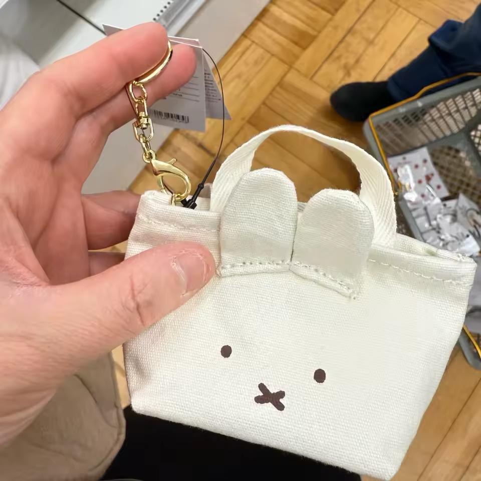 Miffy 키 체인 보관 가방 인쇄 미니 동전 지갑 이어폰 가방 Kawaii Boris 다기능 장식 교수형 가방 선물