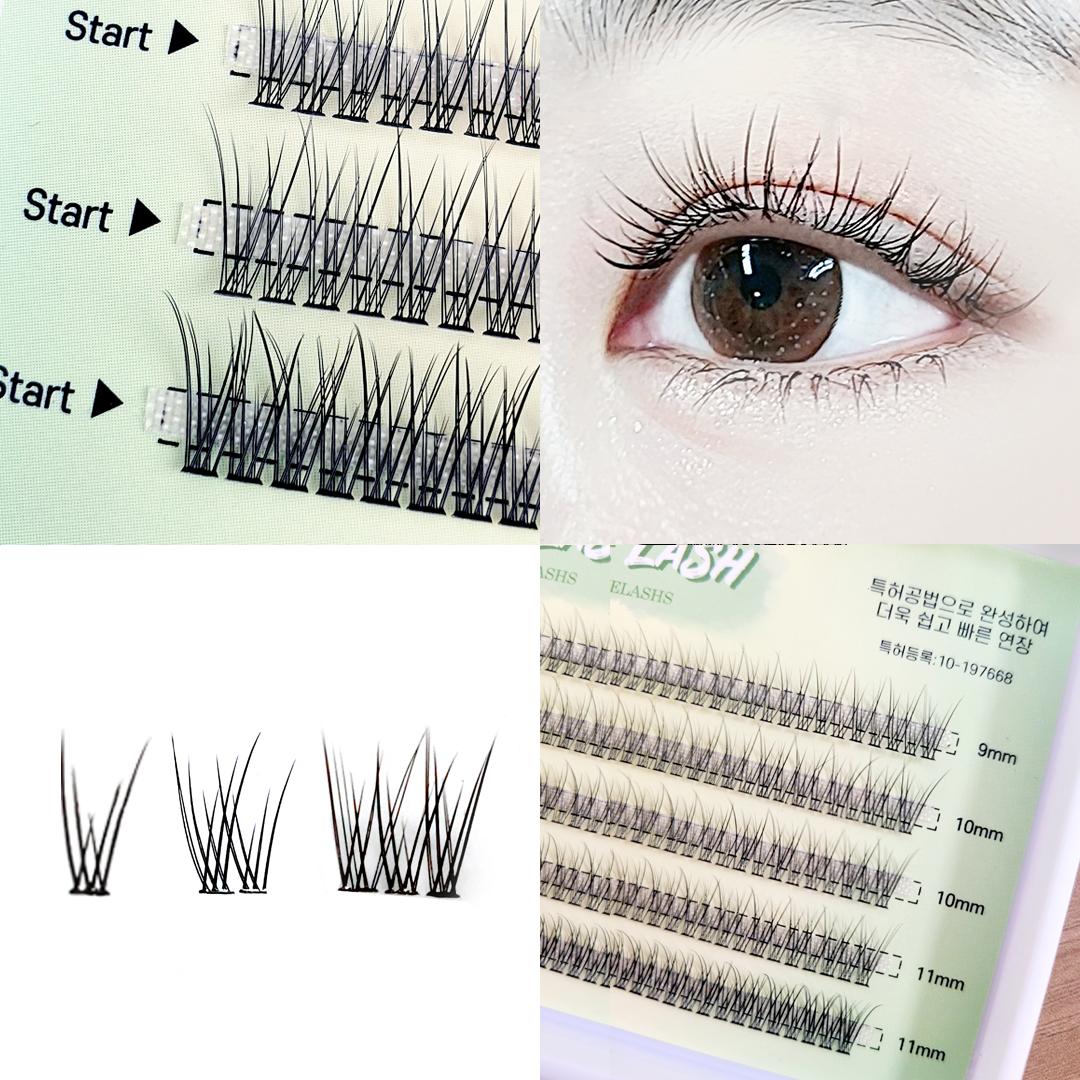 사이즈 혼합으로 가성비갑 인조 부분 가닥 속눈썹 미브린 5줄 혼합 V형 퓨어래쉬 단품