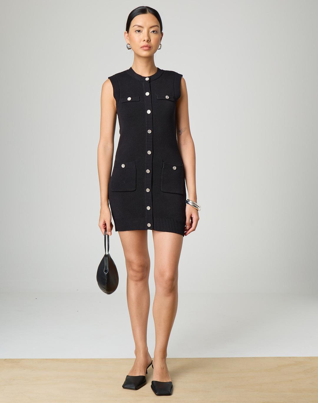 Button Through Knit Mini Dress