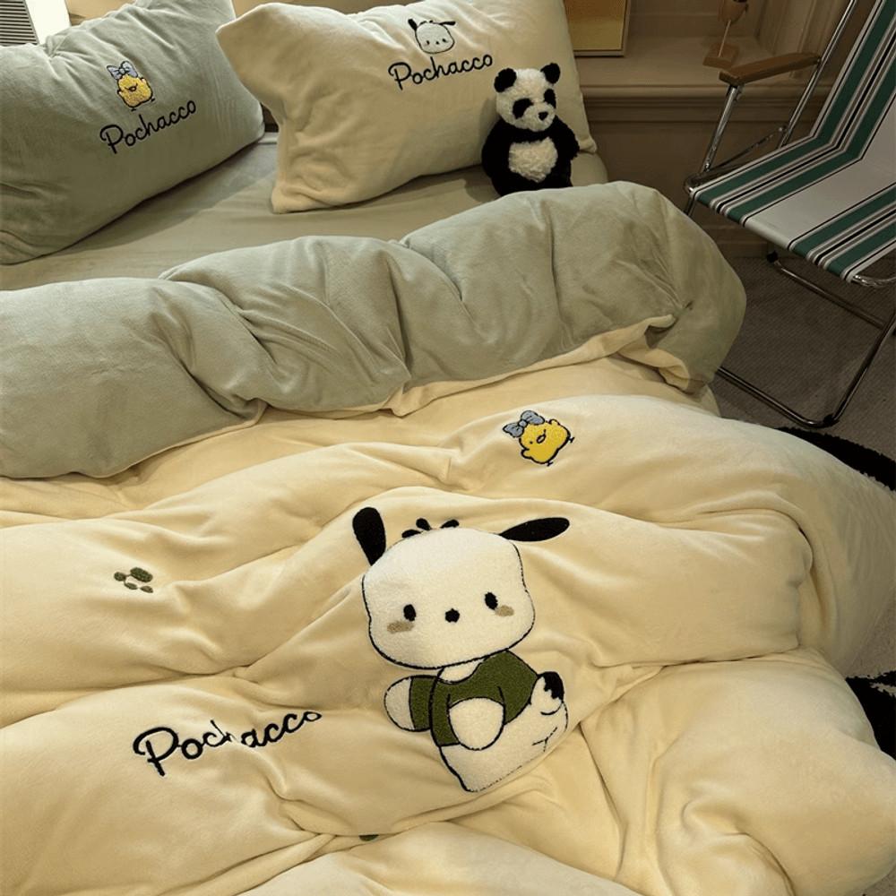 러블리 포차코 극세사 자수 베딩커버 이불 베개 침대시트 커버세트