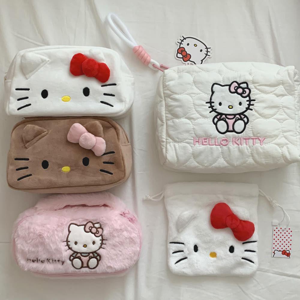 산리오 헬로키티 화장품 파우치 태닝키티 여행용 조리개 복조리 사각 키티