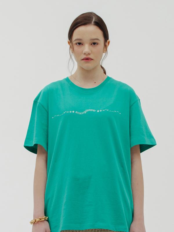 Wave Logo Short Sleeve T-shirt / Green