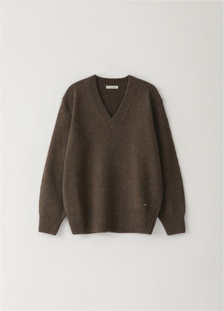 Alpaca V-Neck Sweater Brown