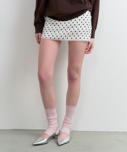 DOT MINI SKIRT WHITE