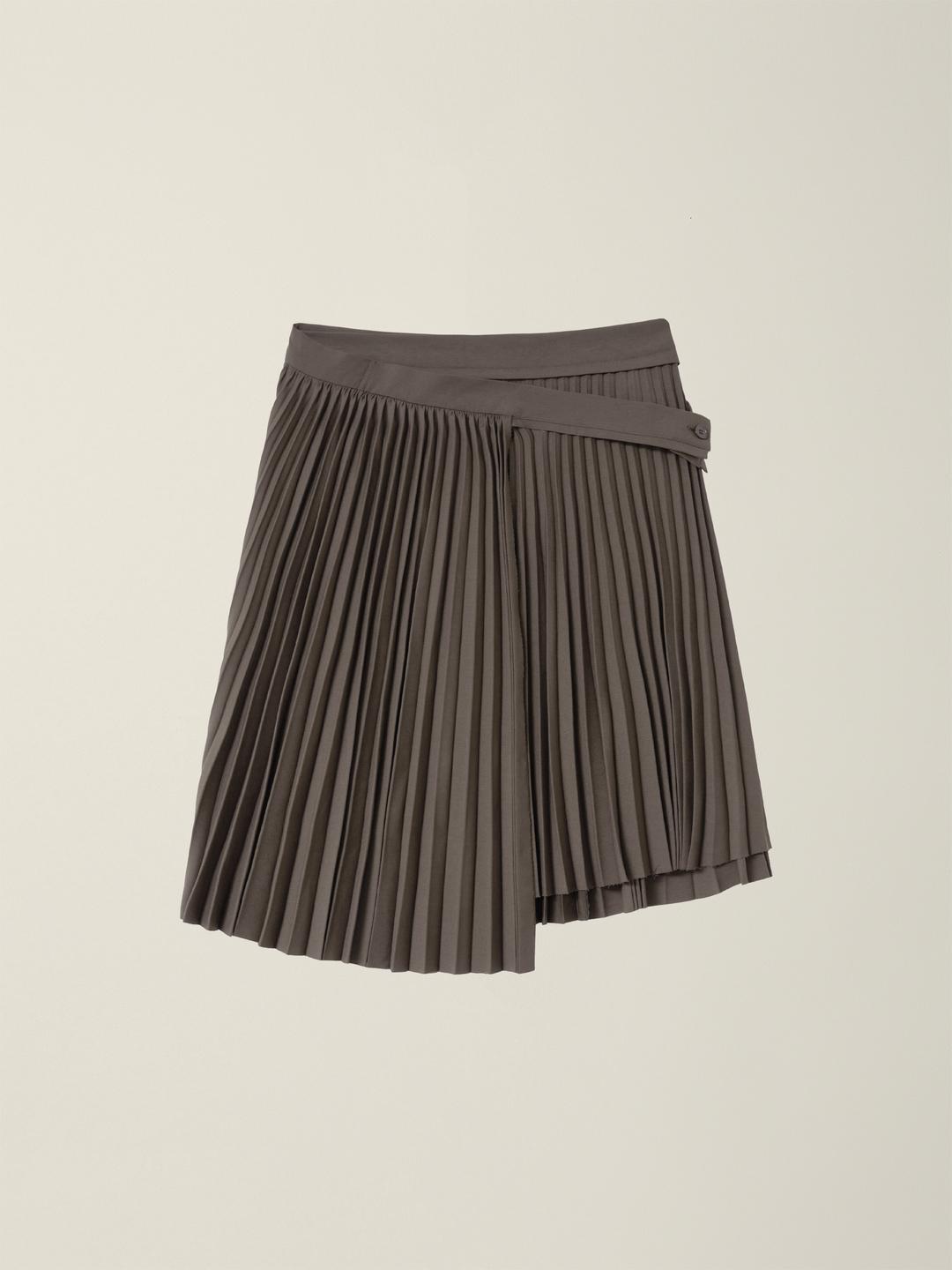BELTED ACCORDION PLEATED SKIRT MORDEN MOCHA