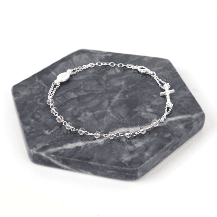 핑크로사 4mm 1단 묵주 팔찌 (이태리수입)  천주교 성물