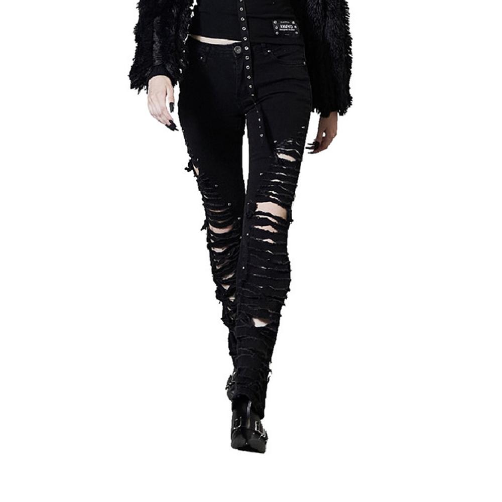 [KIMYO : 키묘] OBLIQUE DAMAGE STONE PANTS IN BLACK