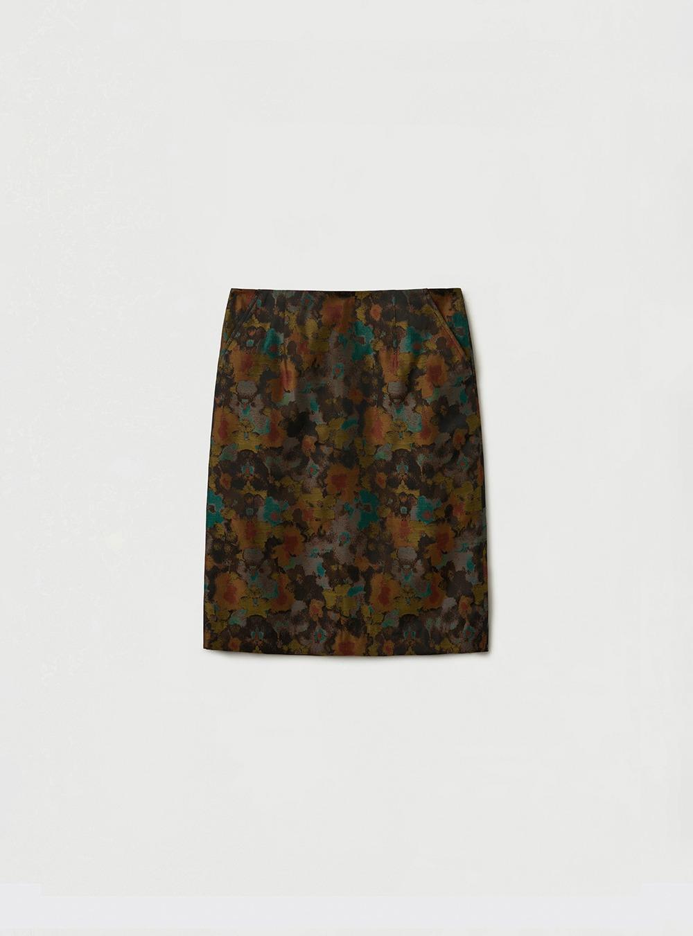 FLORAL MIDI SKIRT - BROWN