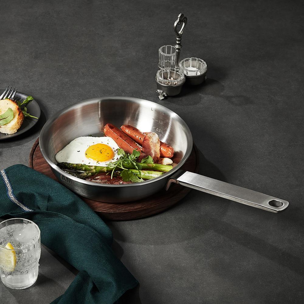 AMT스텐후라이팬 316Ti 통5중 원형후라이팬 계란후라이팬 프로 소테팬 22cm