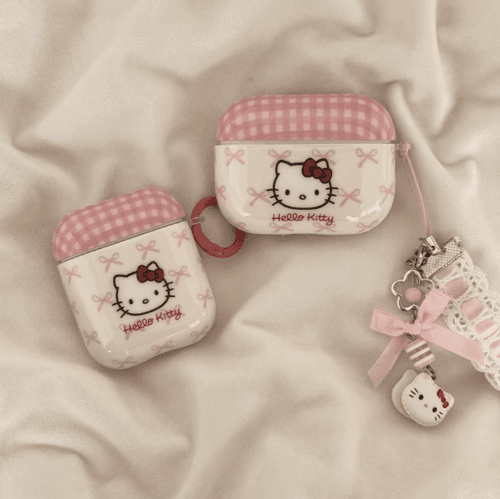 pink ribbon kitty airpods case (스트랩포함)