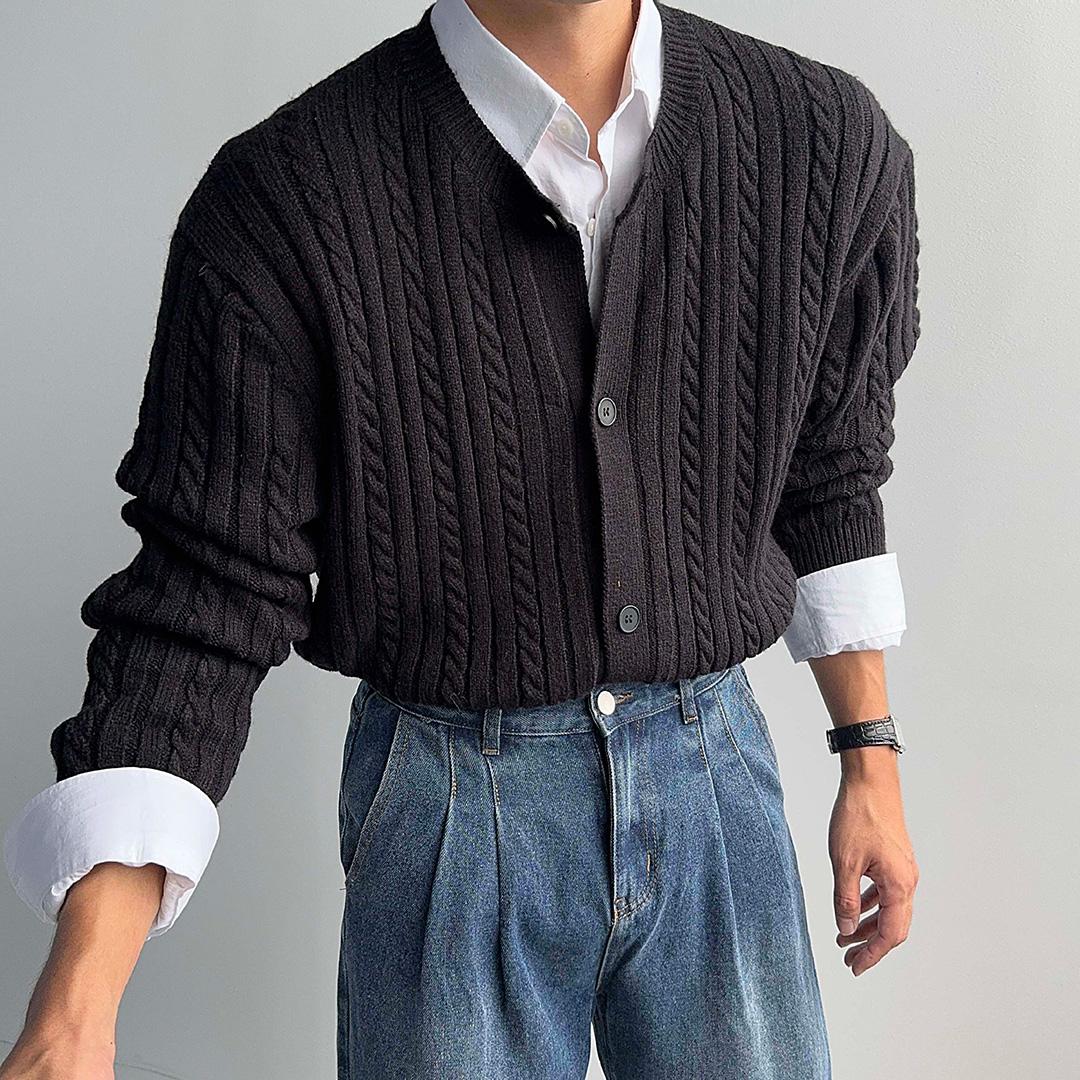 멜라 꽈배기 라운드 가디건 3color