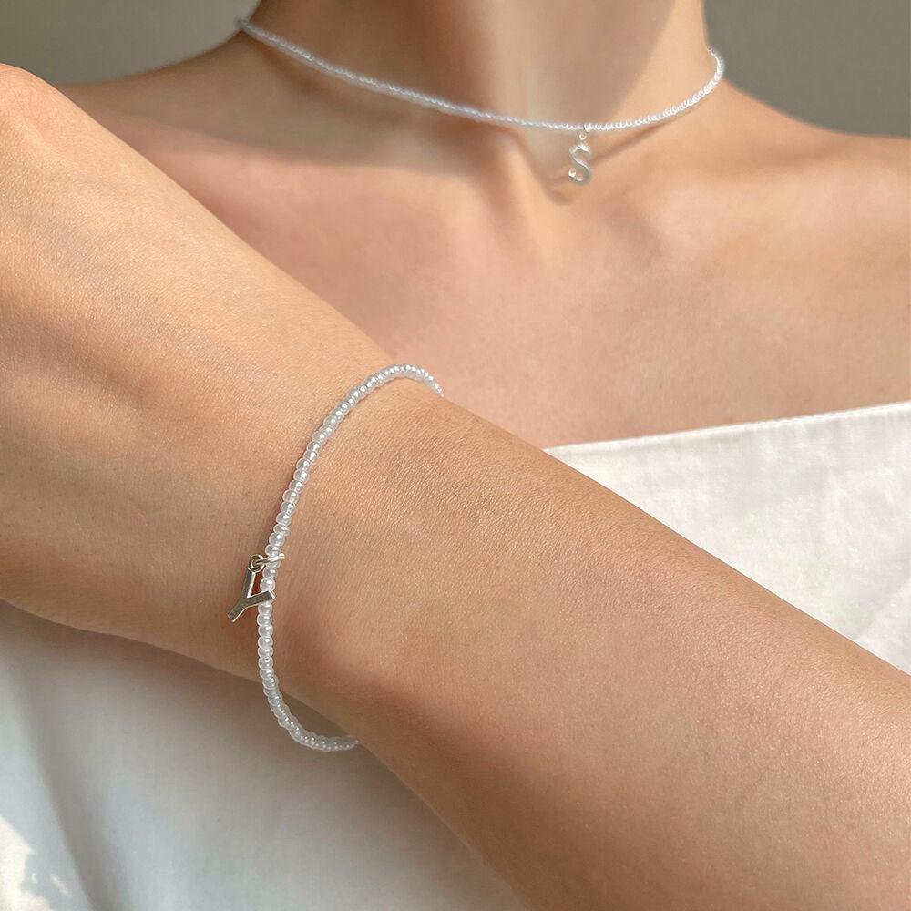 Romantic Initial Bracelet (Skyblue)