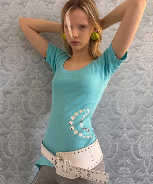 SIDE TIE BOATNECK TOP, MINT