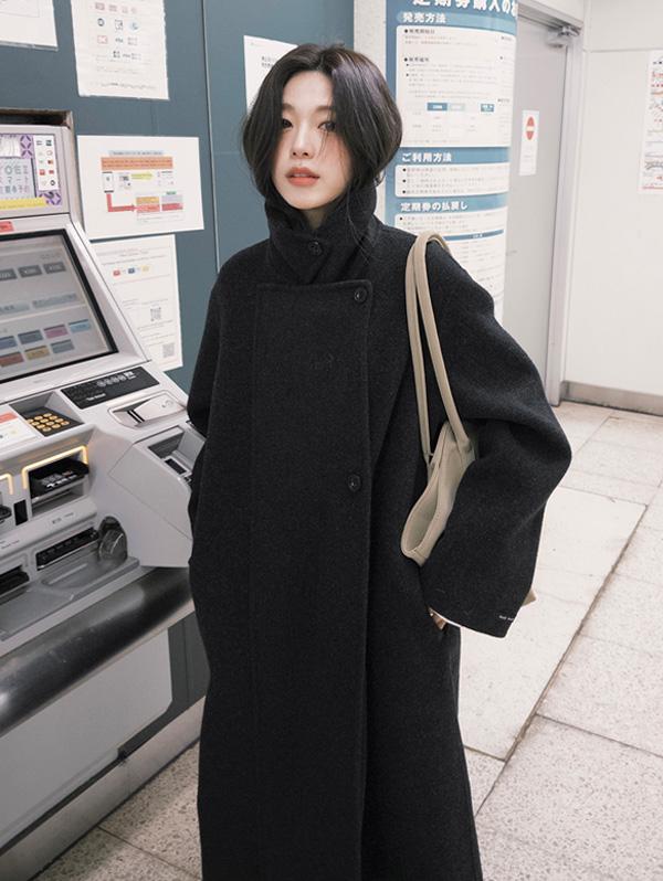 슬로우앤드 [무료배송] #SLOWMADE. 리브드 프리미엄 울 100% 핸드메이드 롱코트 - 2 color (2차 예약주문: '딥챠콜' 12/19 이후 순차출고예정)