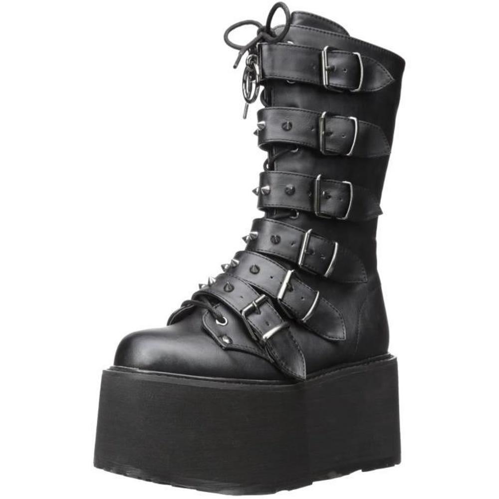 데모니아 클리퍼 통굽/플랫폼 신발 여성 Demonia Women's Damned-225 Mid Calf Boot