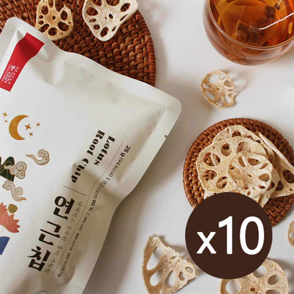 풍심당 더 맛있는 연근칩 (25g x 10개) 비건, 저당, 무설탕 간식