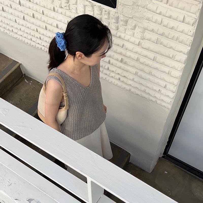 하우스로고 스크런치 곱창머리끈 (블루)