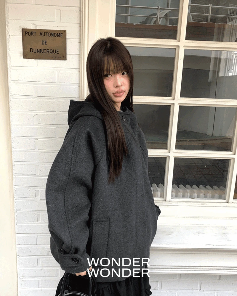 [MADE💕/후드코트☃️] 에모 하이넥 미디 후드 코트