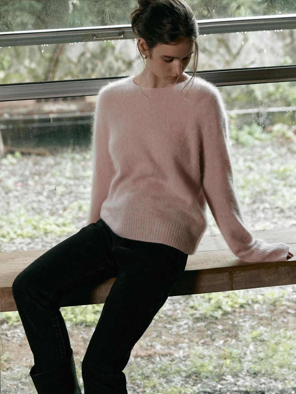 MARY cashmere round wholegarment knit_pink