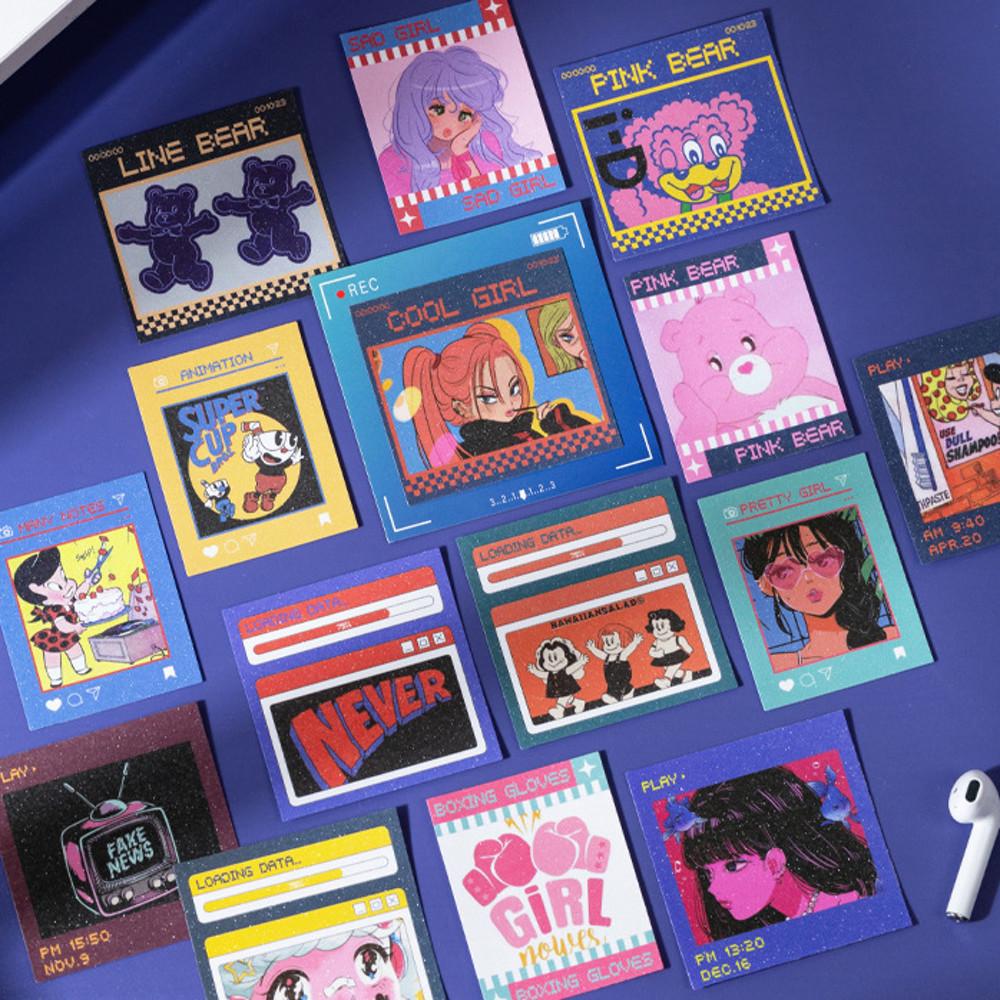 빈티지 키치 레트로 홀로그램 다이어리 스티커 팩