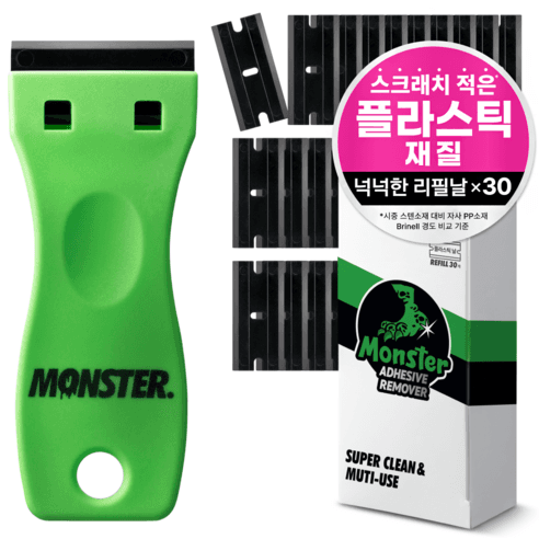 몬스터 교체형 멀티 스크래퍼 + 리필날 30개 세트 - 헤라/스크래퍼 | 쿠팡