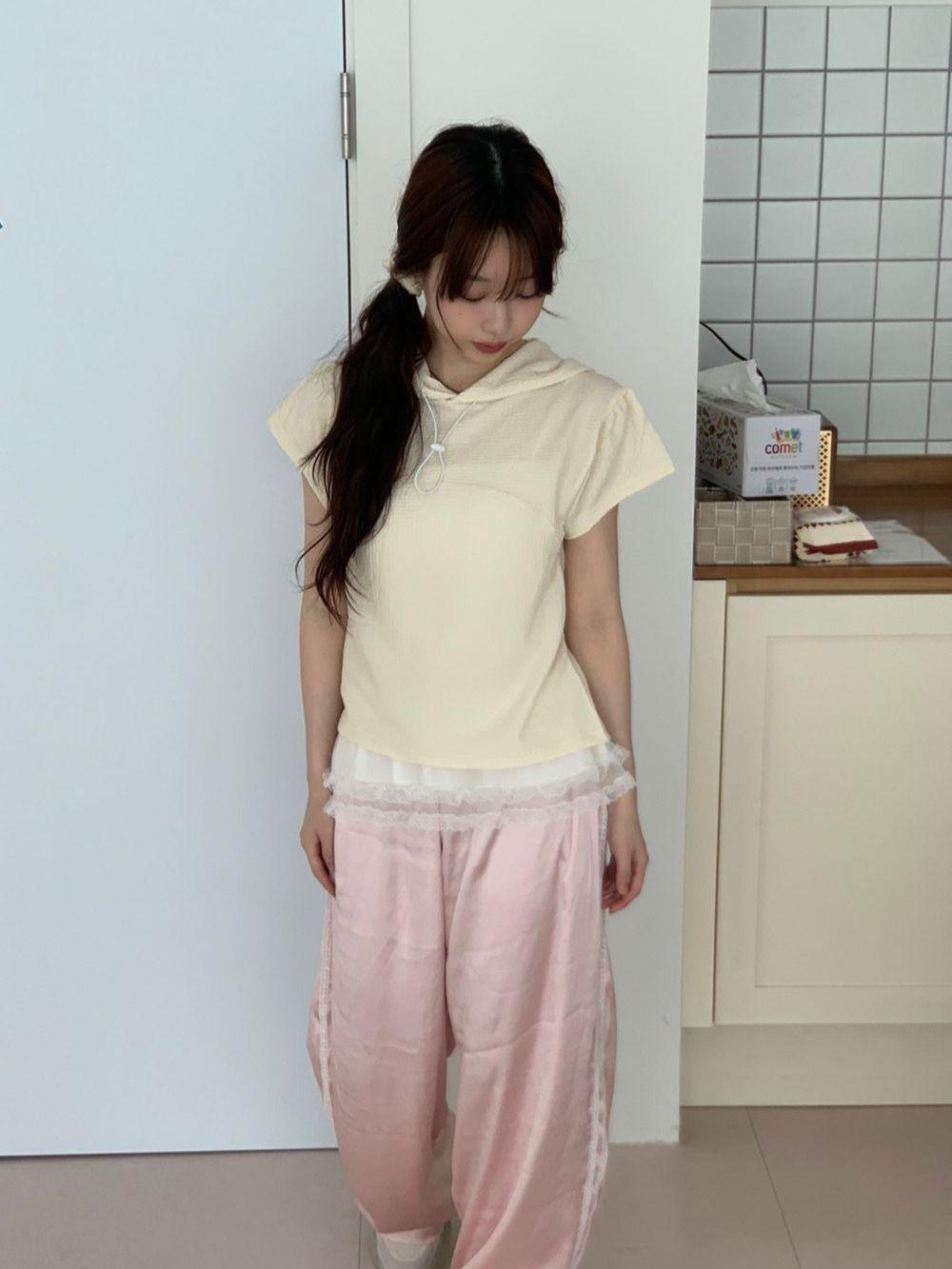 후드 스트링 반팔