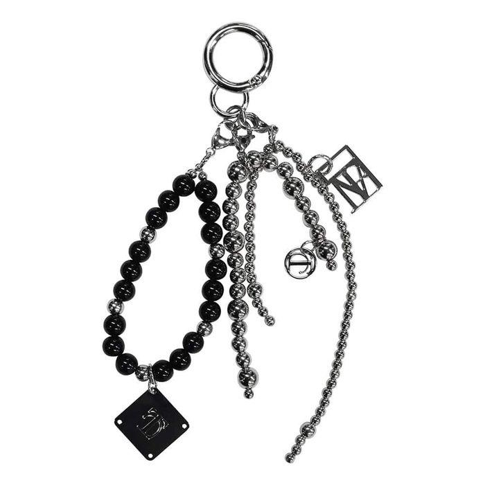 Ball Mixed Silver Key Ring [ Black ]