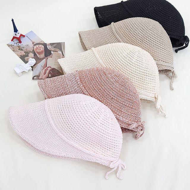 리본끈 벙거지 버킷햇 보넷 여성 니트 여름 모자